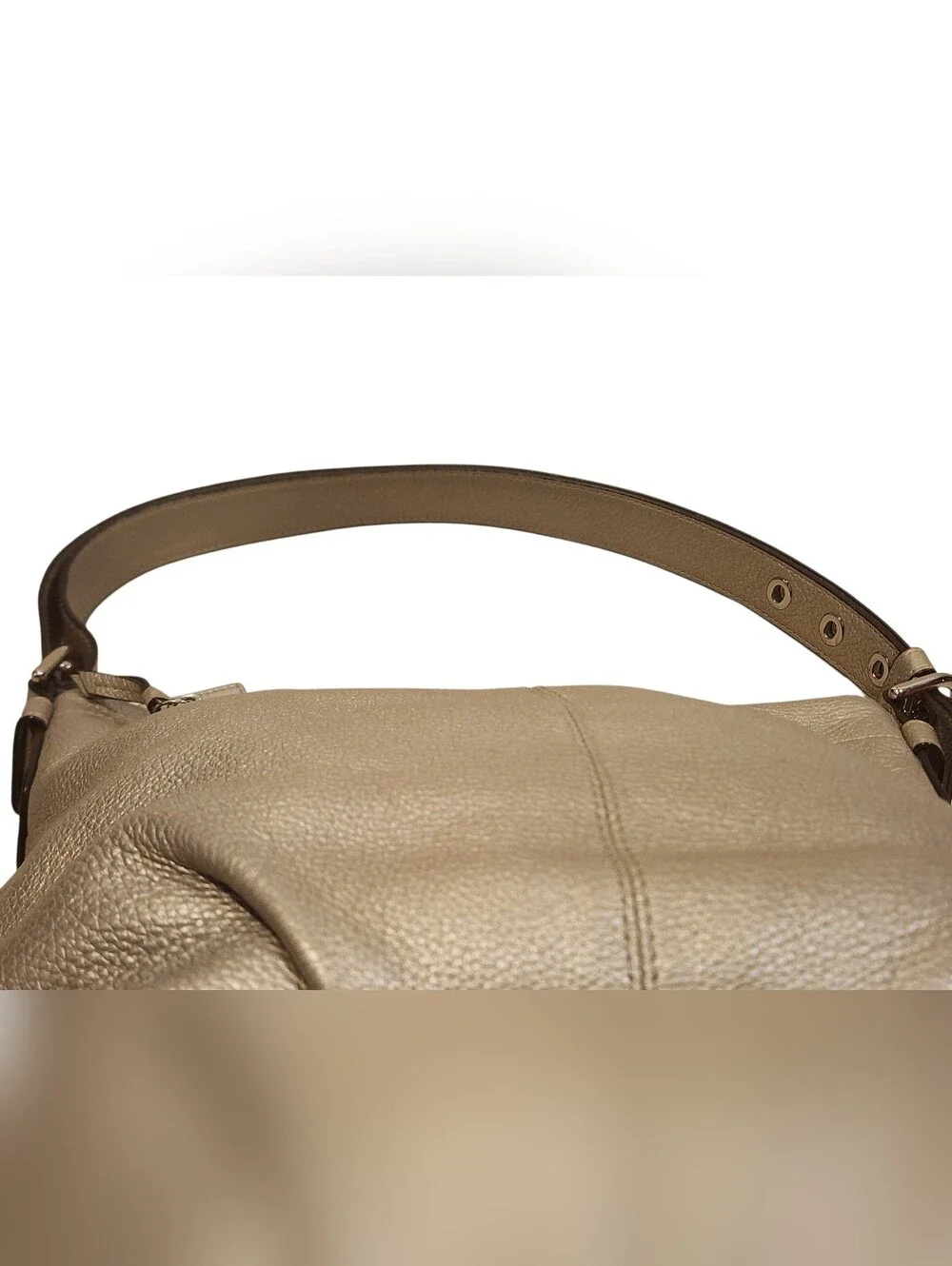 Coach Soho Duffle Convertible Bag F15064 Metallic Silver Pebbled Leather Hobo